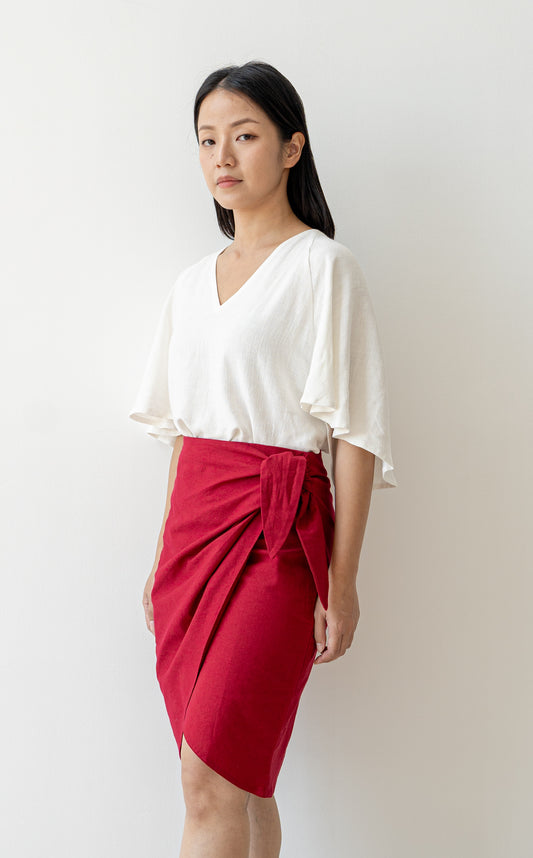 Ella Wrap Skirt - Maroon